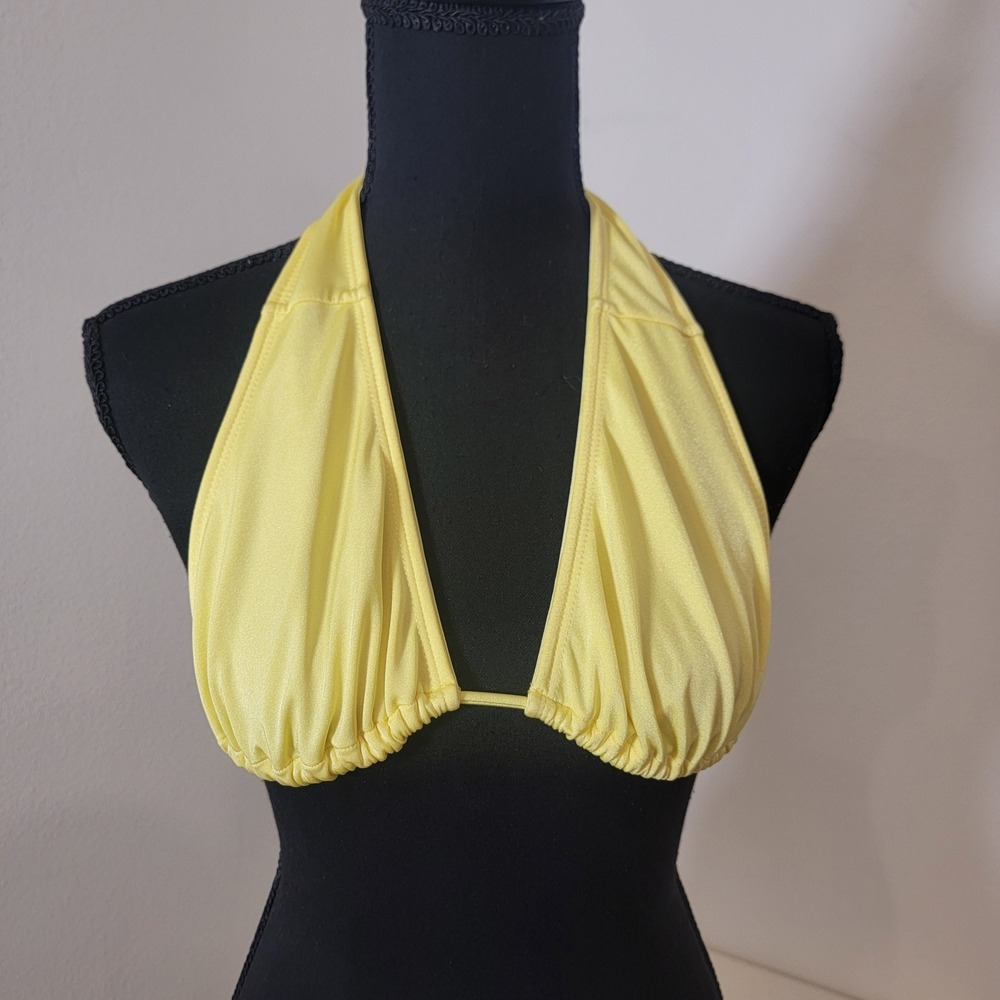 Meshki Yellow Halter Top Tie Back Crop Top Sexy Summer Beach Party Size‎ Small